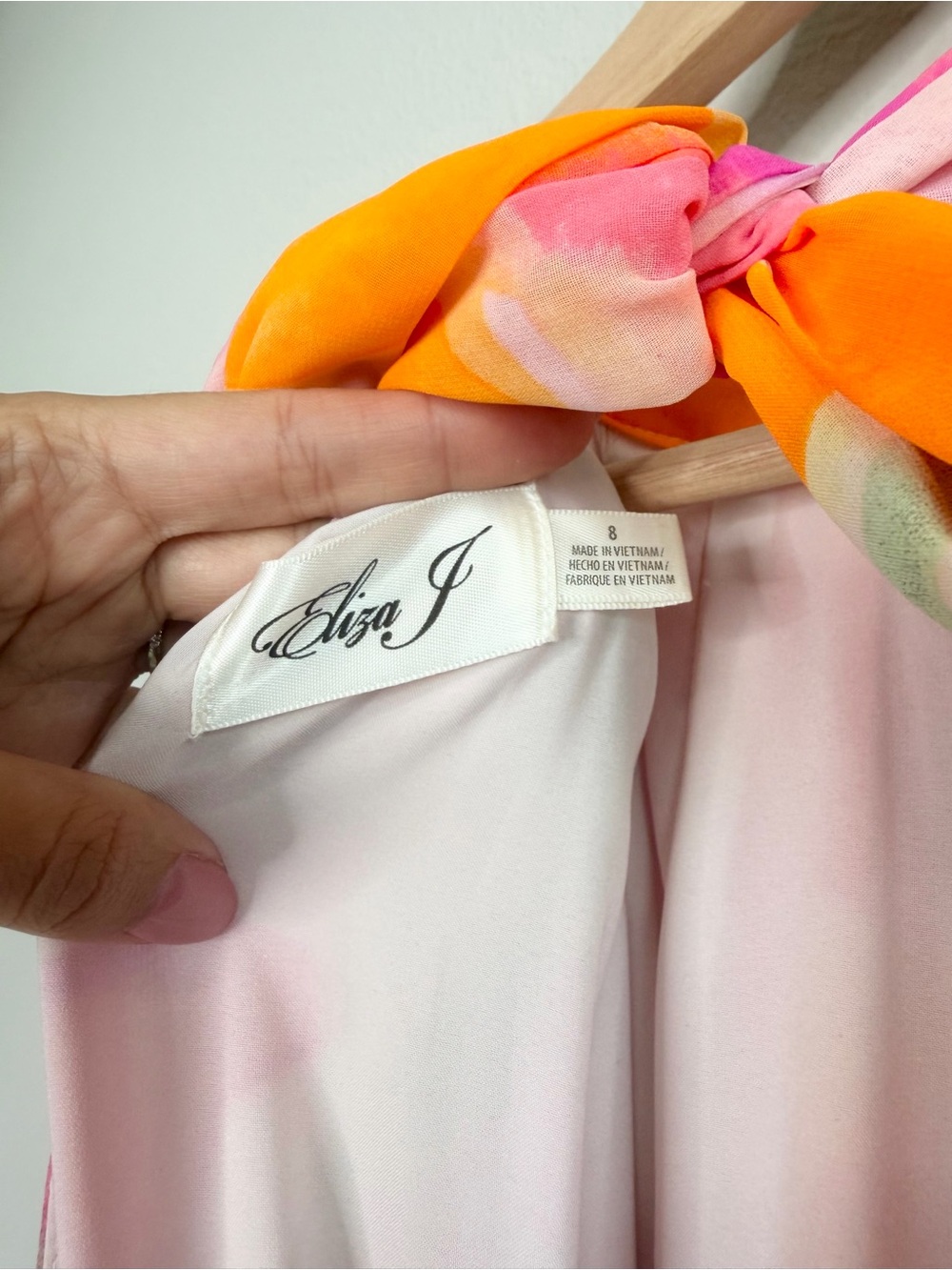 Eliza J Pink & Orange Floral Halter Maxi Dress Size 8 - Picture 3 of 5